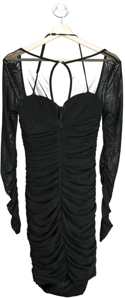 Club L Black Ruched Bodycon Dress UK 6