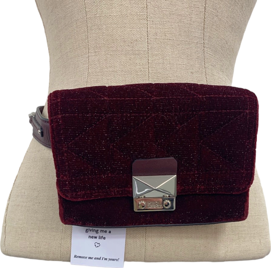 Karl Lagerfeld burgundy glitter Velvet Belt Bag