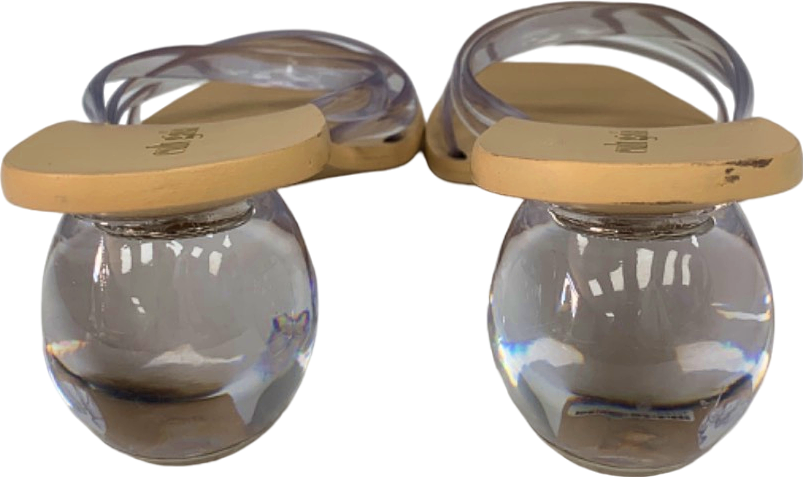 Cult Gaia Clear Transparent Mule Sandals with Glass Heel UK 7