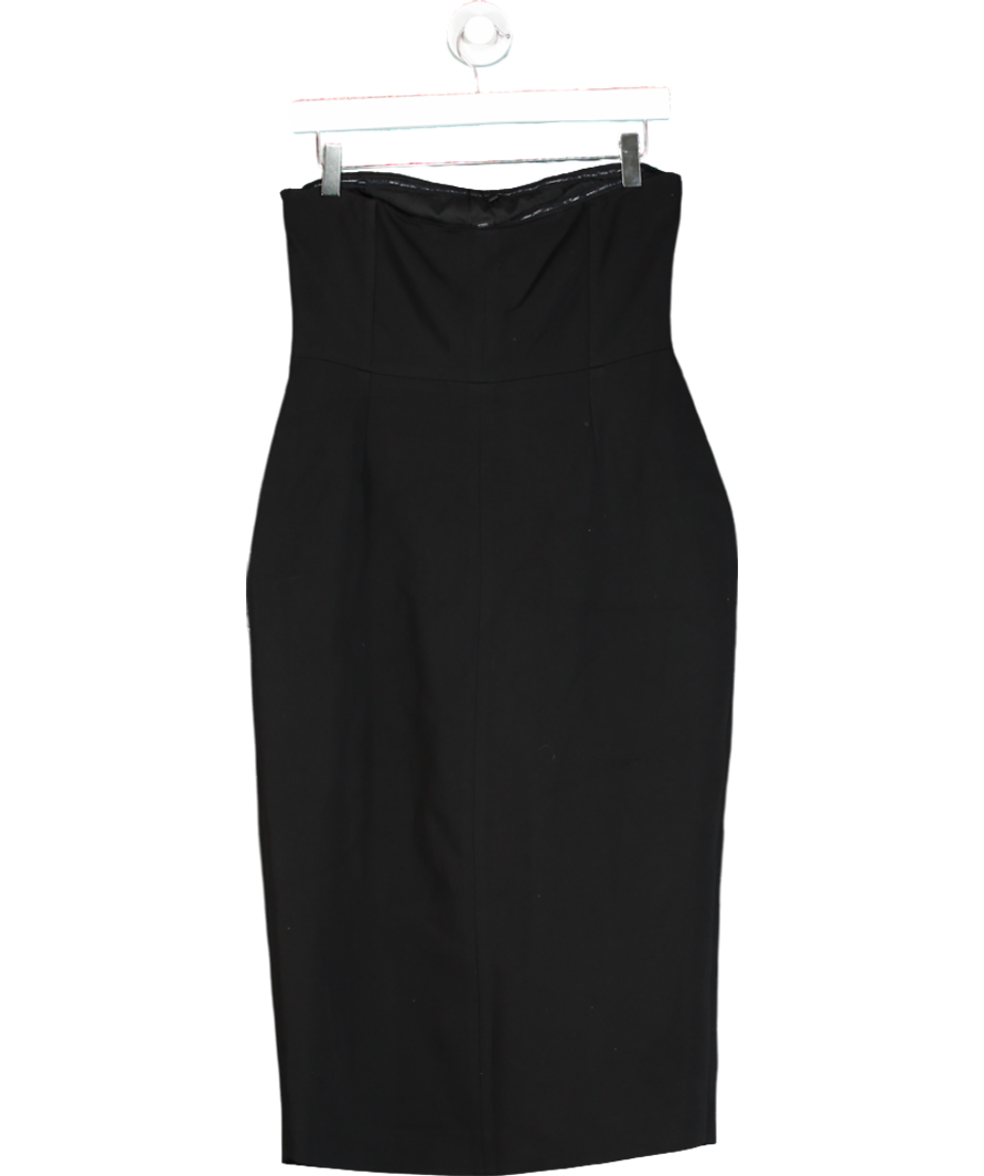 Karen Millen Black The Founder Compact Stretch Bandeau Pencil Tailored Midi Dress UK 12