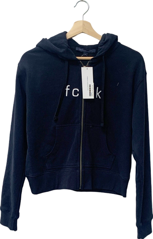 French Connection Black Hooded Zip Sweatshirt M