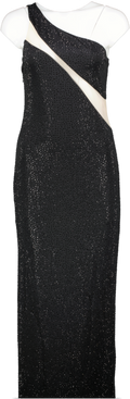 Alice + Olivia Black Mercedes Crystal Embellished One Shoulder Midi-dress. Bnwt UK 14