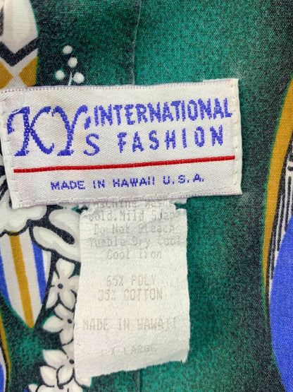 KYs International Fashion Green Hawaiian Shirt XL