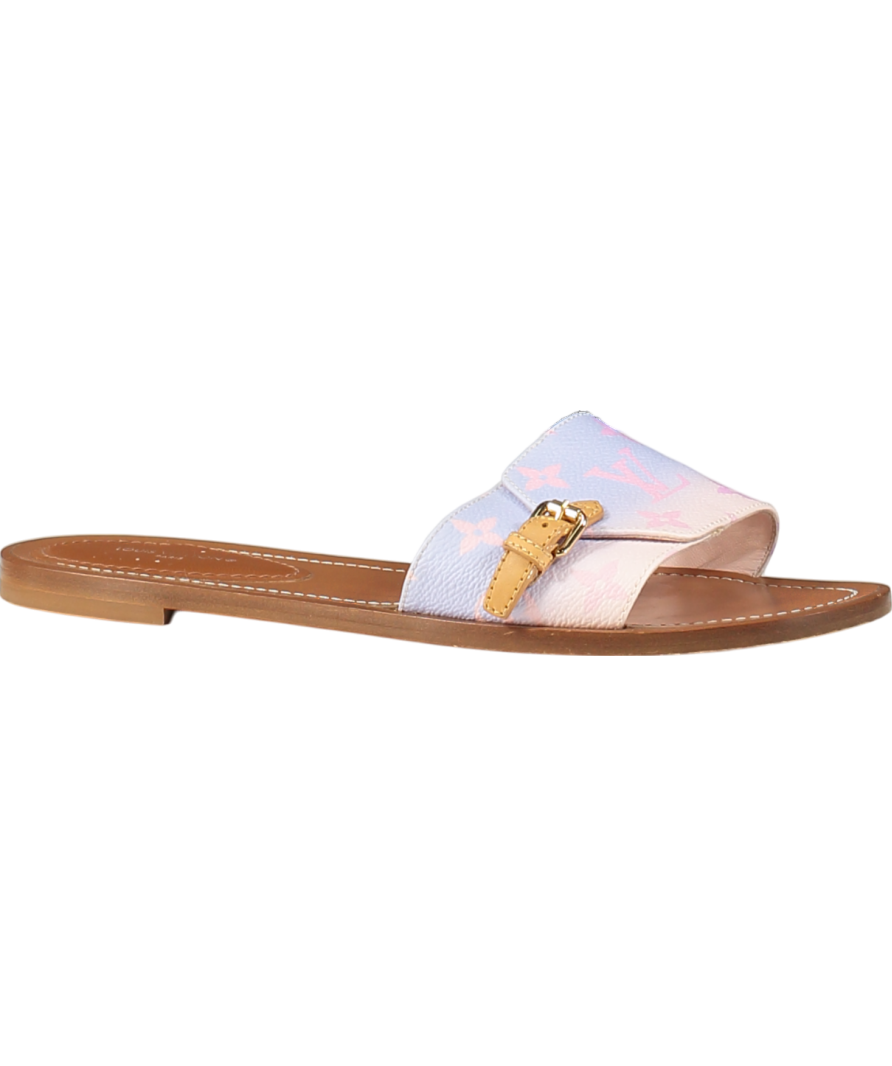 Louis Vuitton Pink Pink/purple Canvas Monogram Flat Slides UK 6 EU 39 👠