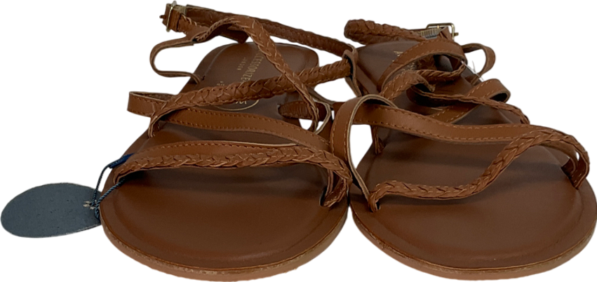 Accessorize Tan Strappy Wide Fit Leather Sandals Tan UK 7 EU 40 👠