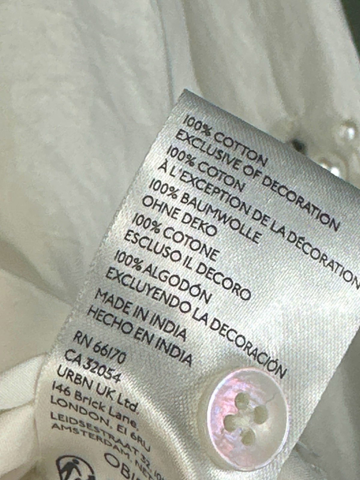 Maeve White Embroidered Pearl embellished oversize Blouse UK S