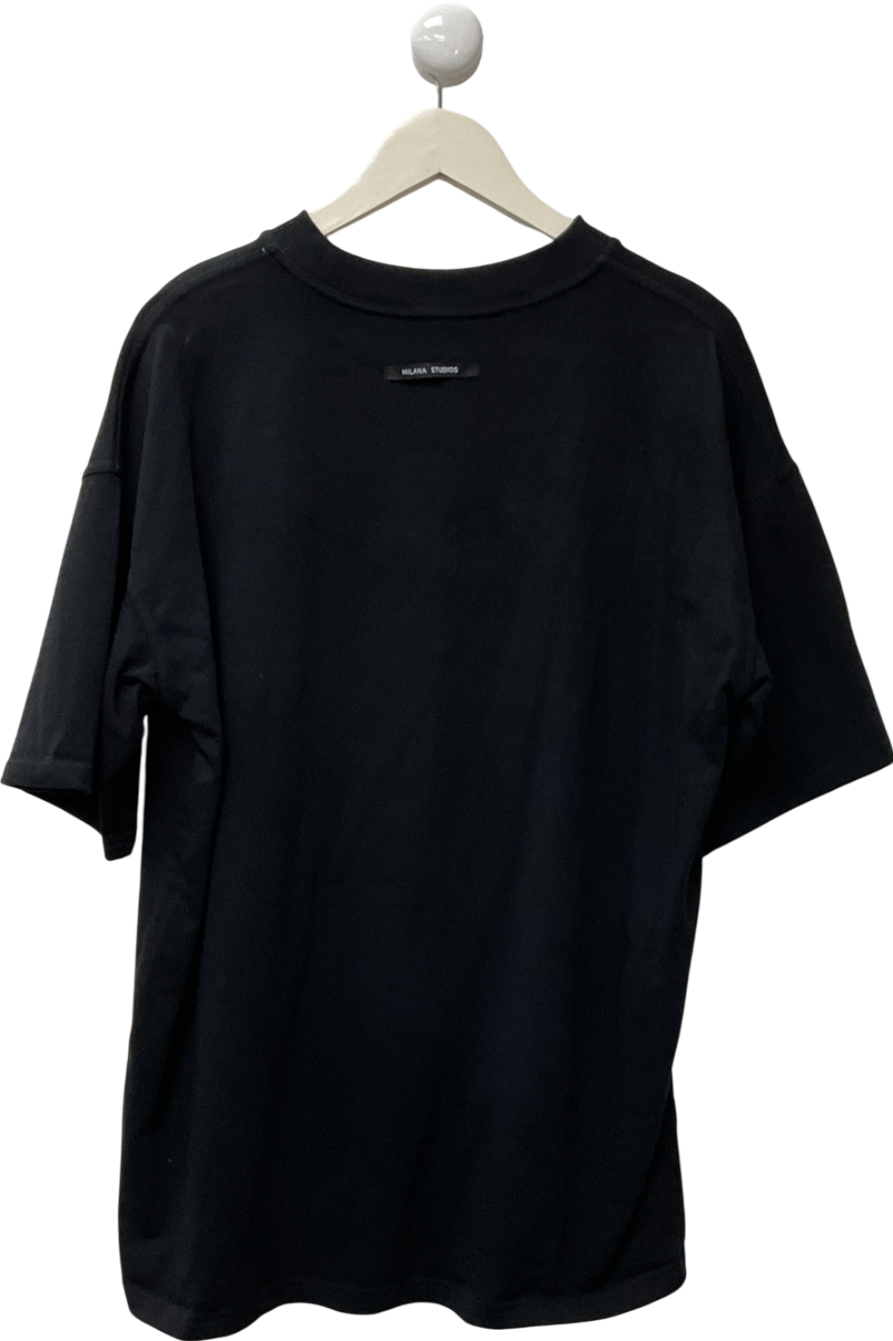 milana studios Black Heavyweight Graphic T-shirt. UK M