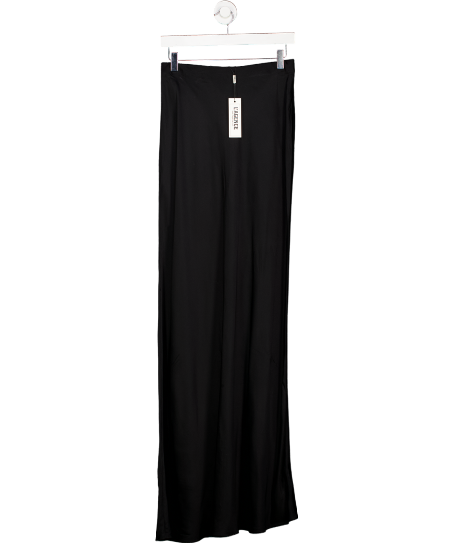 L'agence Black Zeta Satin Maxi Skirt UK S