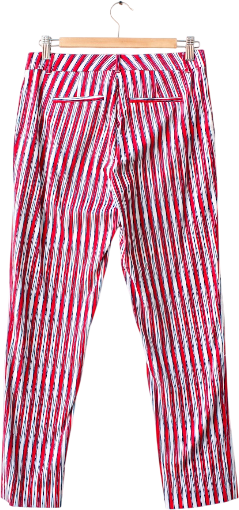 REISS Red Red/white /blue Striped Tapered Ankle Length Chino Trousers UK 10