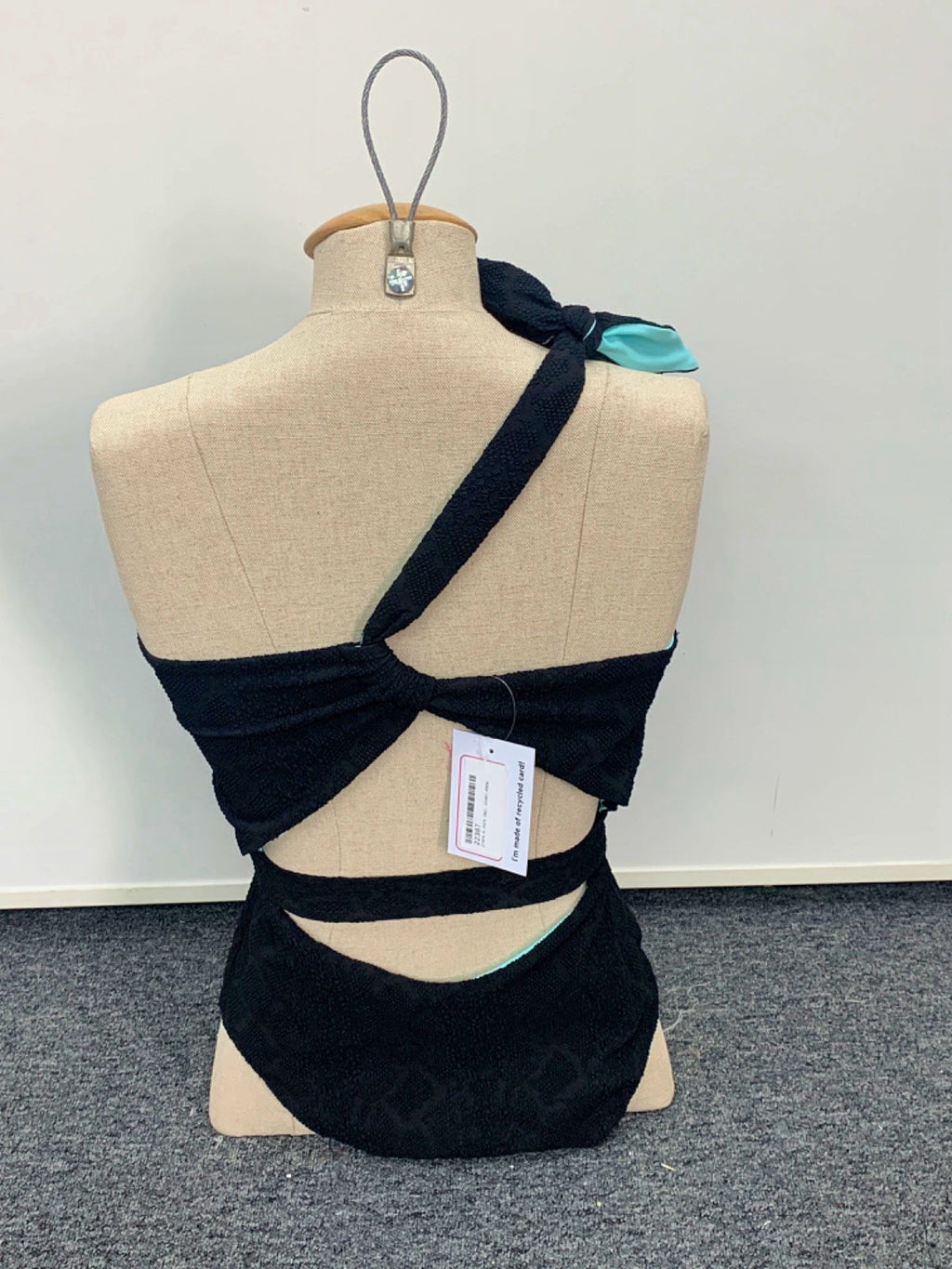 Baiah The Martinique Black Textured Rivulet Jacquard Swimsuit UK M