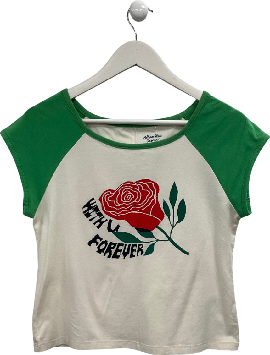 anthropologie Green X Allison Marie Garcia Baby Ringer Graphic Tee UK L