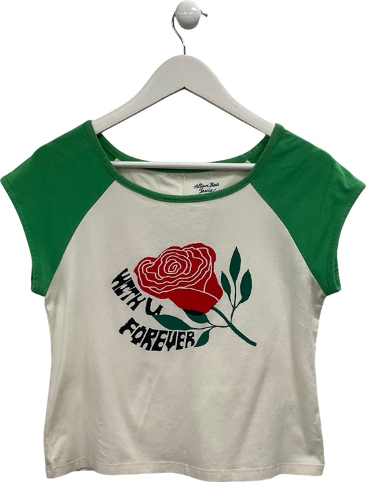 anthropologie Green X Allison Marie Garcia Baby Ringer Graphic Tee UK L