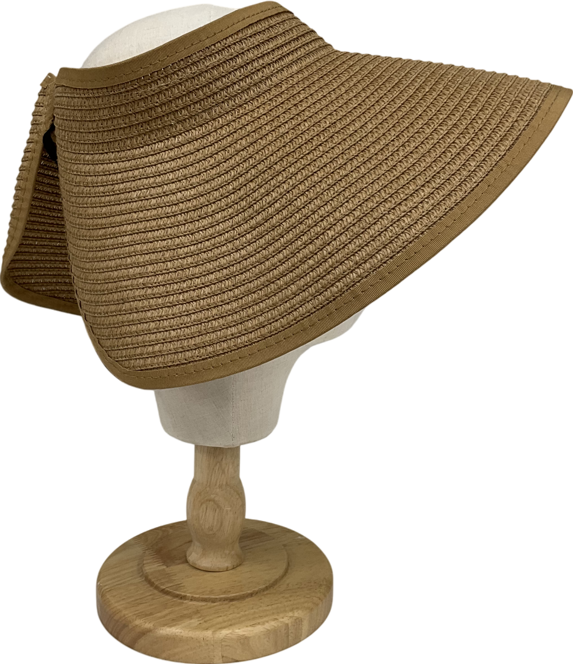 Beige Sun Visor Hats For Women Wide Brim Straw Roll-up Ponytail Summer Beach Hat Uv Upf Packable Foldable Travel Summer One Size
