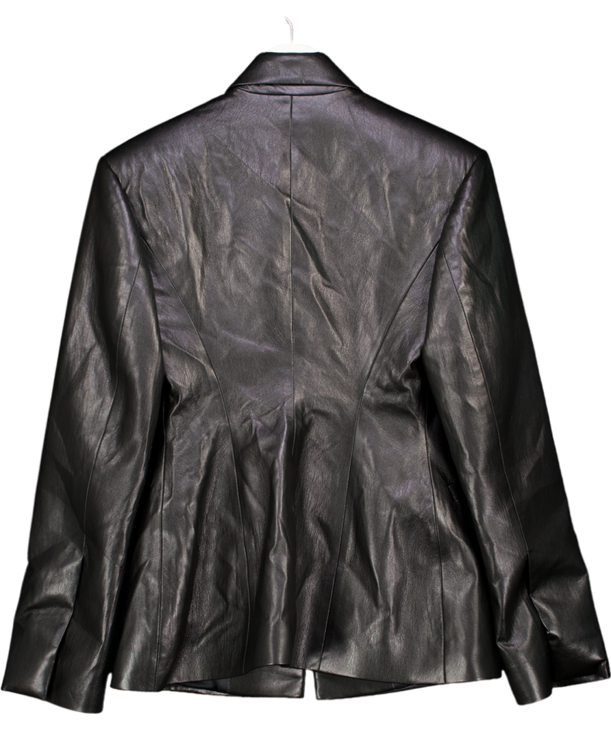 CISELÉS Black Buttery-soft Vegan Leather Hourglass Blazer UK S