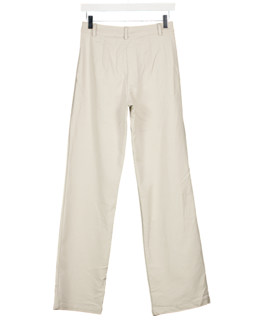 PRETTY LAVISH Cream Straight Leg Trousers UK 6