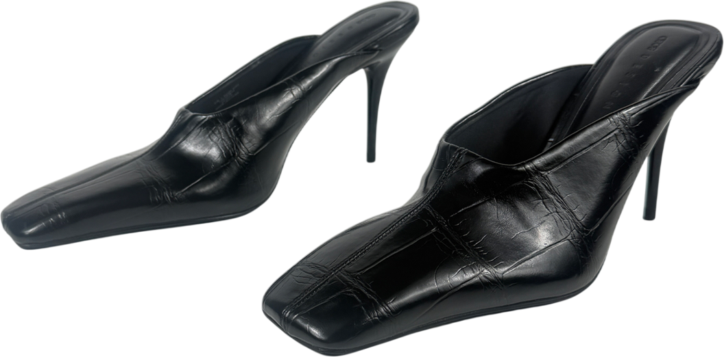ASOS Pablo Ultimate Square Toe High Heel Mules In Black Croc UK 7 EU 40