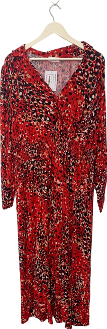 Yours Red Leopard Print Dress UK 26