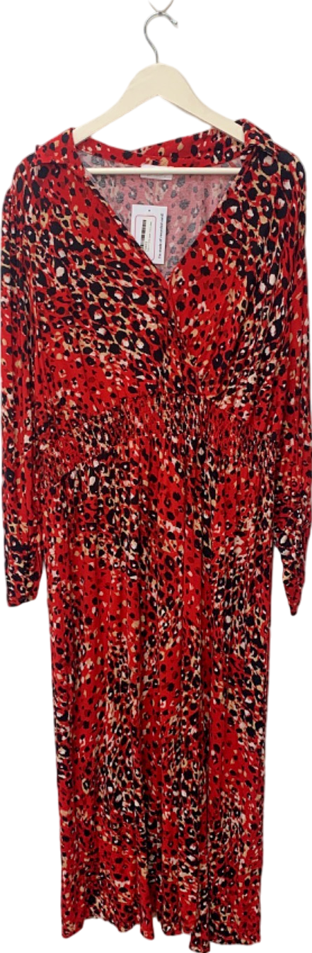 Yours Red Leopard Print Dress UK 26