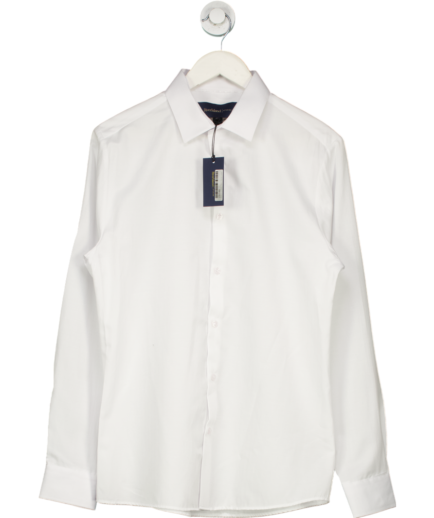 River Island White Premium Long Sleeve Formal Shirt UK M