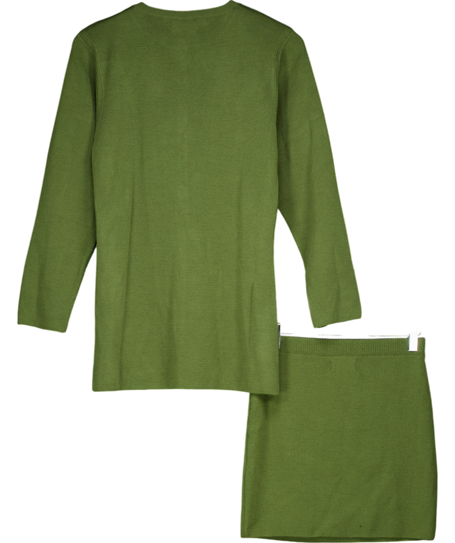 Topshop 2-piece Olive Green Knitted Button Through Top And Mini Skirt Co Ord UK S
