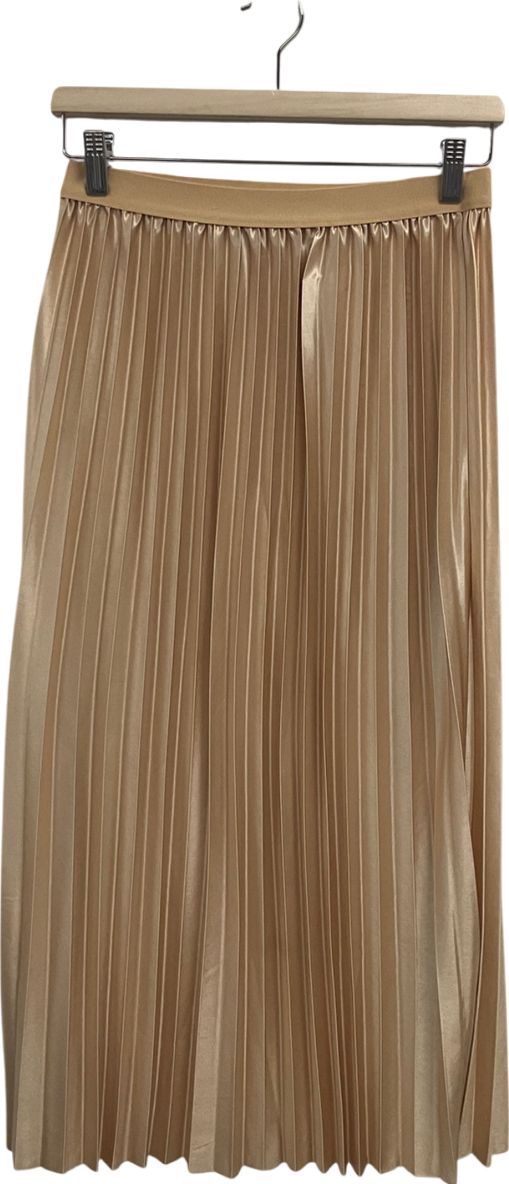 Beige Pleated Midaxi Skirt UK M
