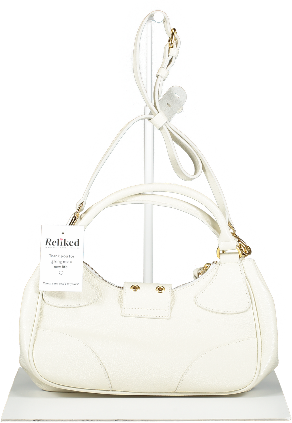 LUIZA BARCELOS Off White Leather Baguette Bag