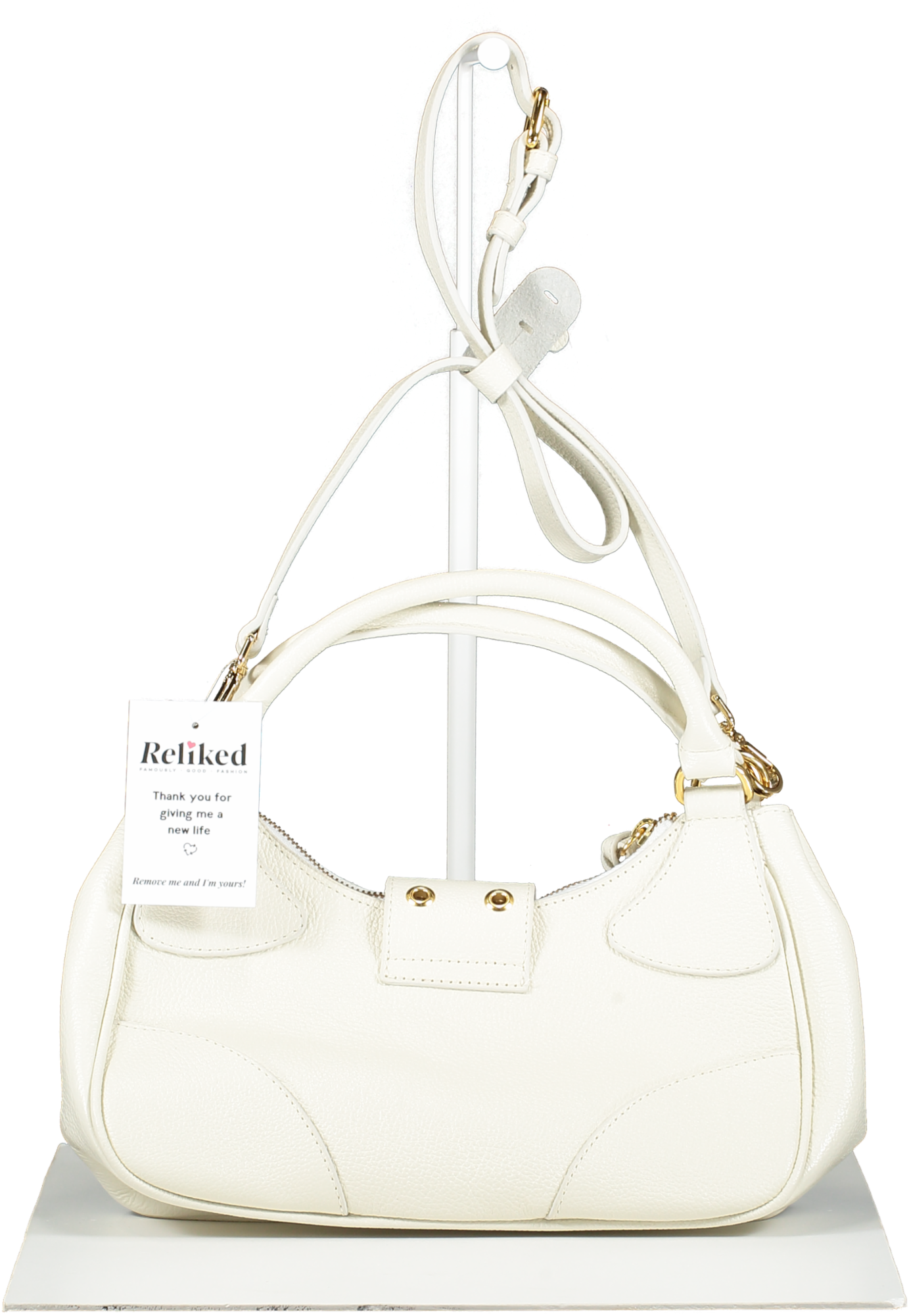 LUIZA BARCELOS Off White Leather Baguette Bag