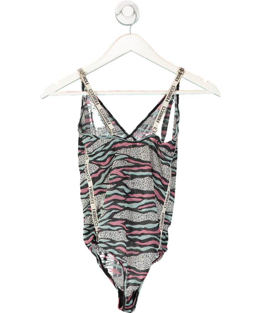 FIORUCCI Multicoloured Mesh Logo Tap Bodysuit UK L