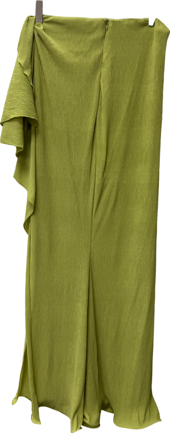 Oh Polly Ruffle-trim Maxi Skirt In Olive Green UK 8