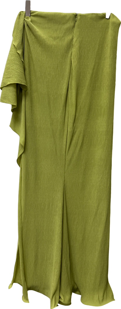 Oh Polly Ruffle-trim Maxi Skirt In Olive Green UK 8