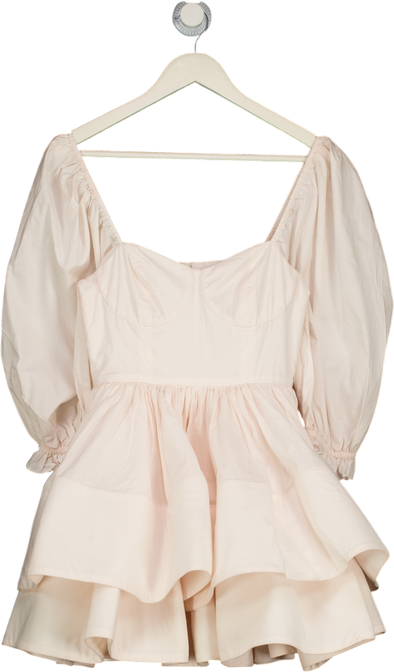 SELKIE Cream Puff Sleeve Sweetheart Neck Mini Dress UK 6