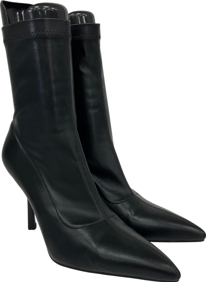 Simmi London Black High Heeled Pointed Toe Sock Boots UK 6 EU 39 👠
