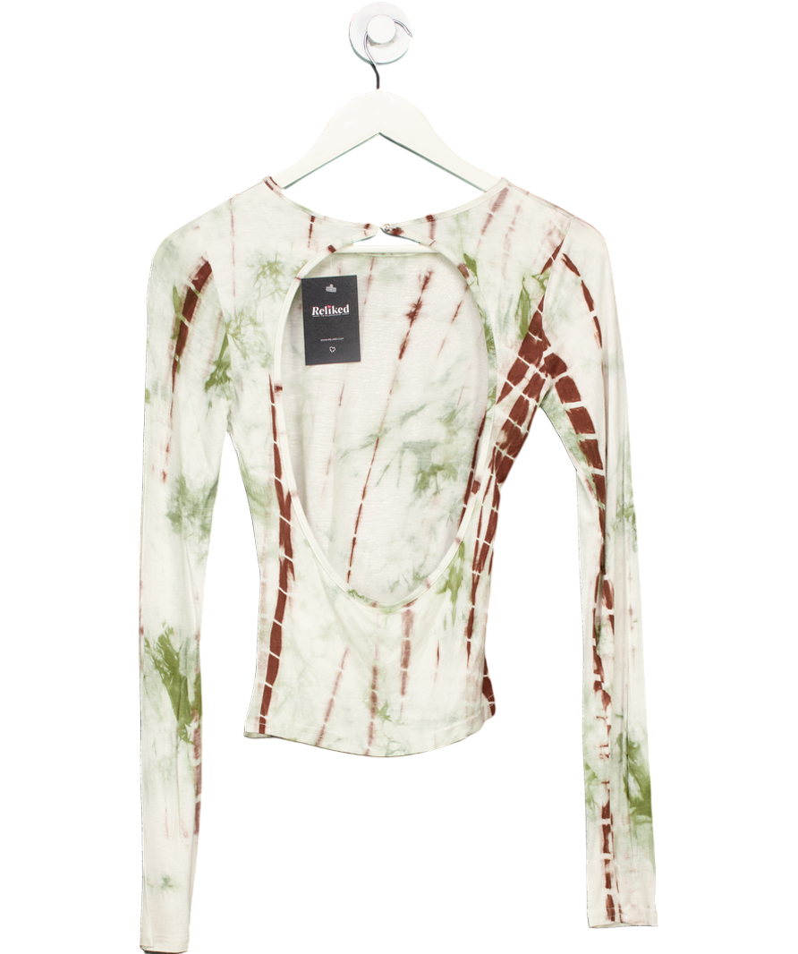 Ruve Green Tie Dye Effect Open Back Top UK S