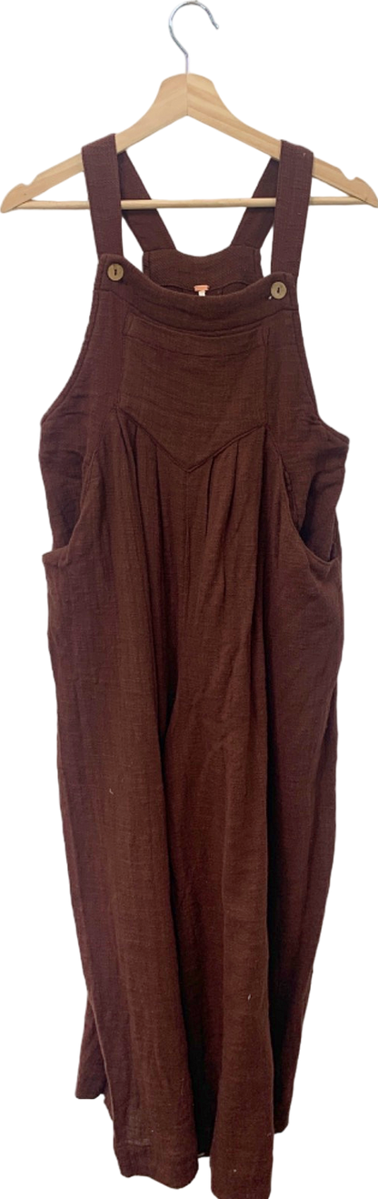 Free People Brown Textured Jumpsuit XS