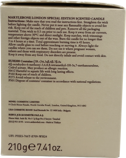 Atelier rebul White Marylebone 67 London Scented Candle 210 G Limited Edition