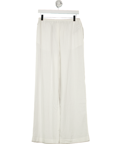 MANGO White Travis Straight Linen Blend Trousers UK S