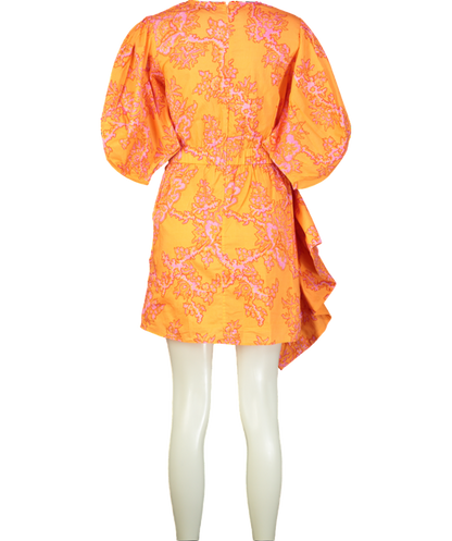 Rhode Resort Orange Pia Puff Sleeve Dress UK 6