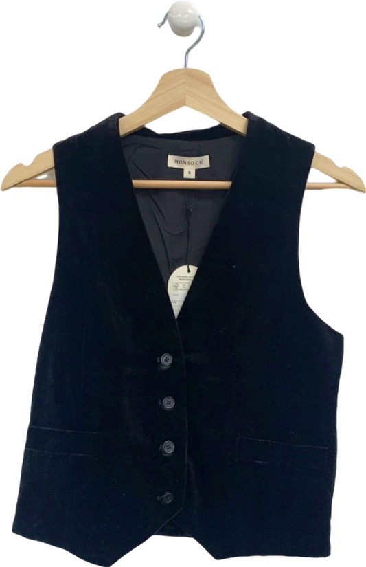 Monsoon Black Velvet Waistcoat Small