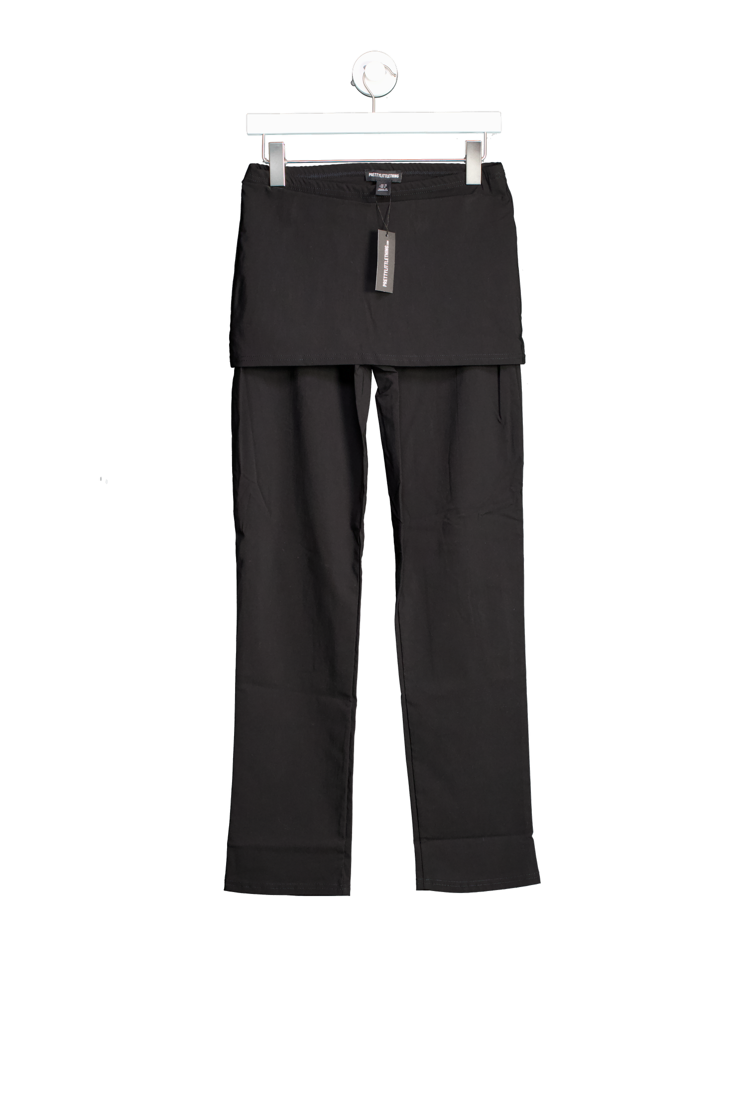 PrettyLittleThing Black Stretch Woven Peplum Skirt Trousers UK 10