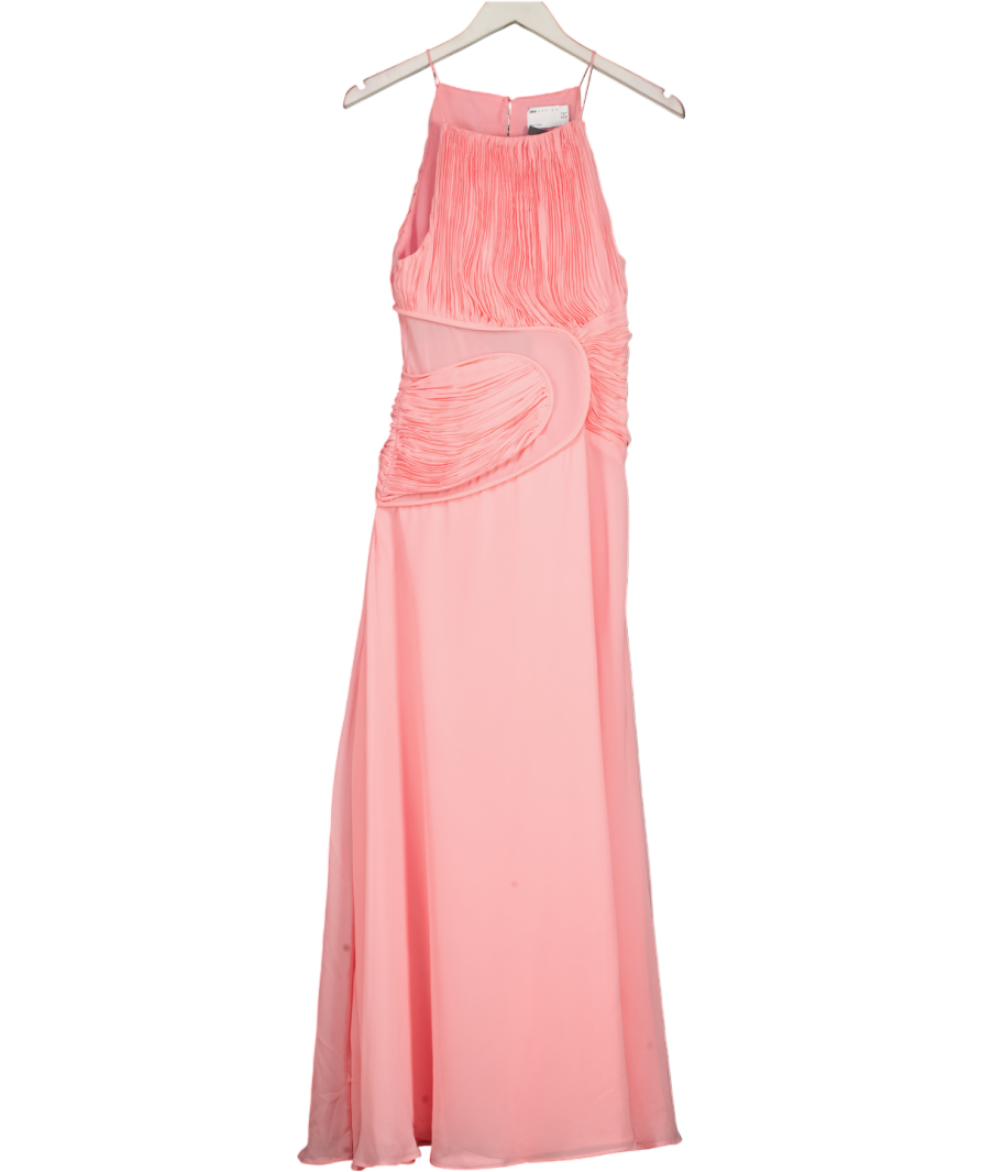 ASOS Pink Cutout Sculpted Crinkle Maxi Dress UK 6