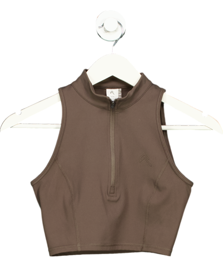 Oner Active Brown Half Zip Crop Tank Top UK XS