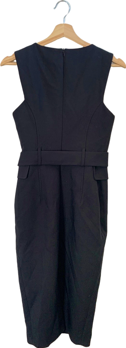 Karen Millen Black Sleeveless Belted Pencil Dress UK 6