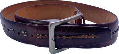 Canali Brown Leather Belt Size 85