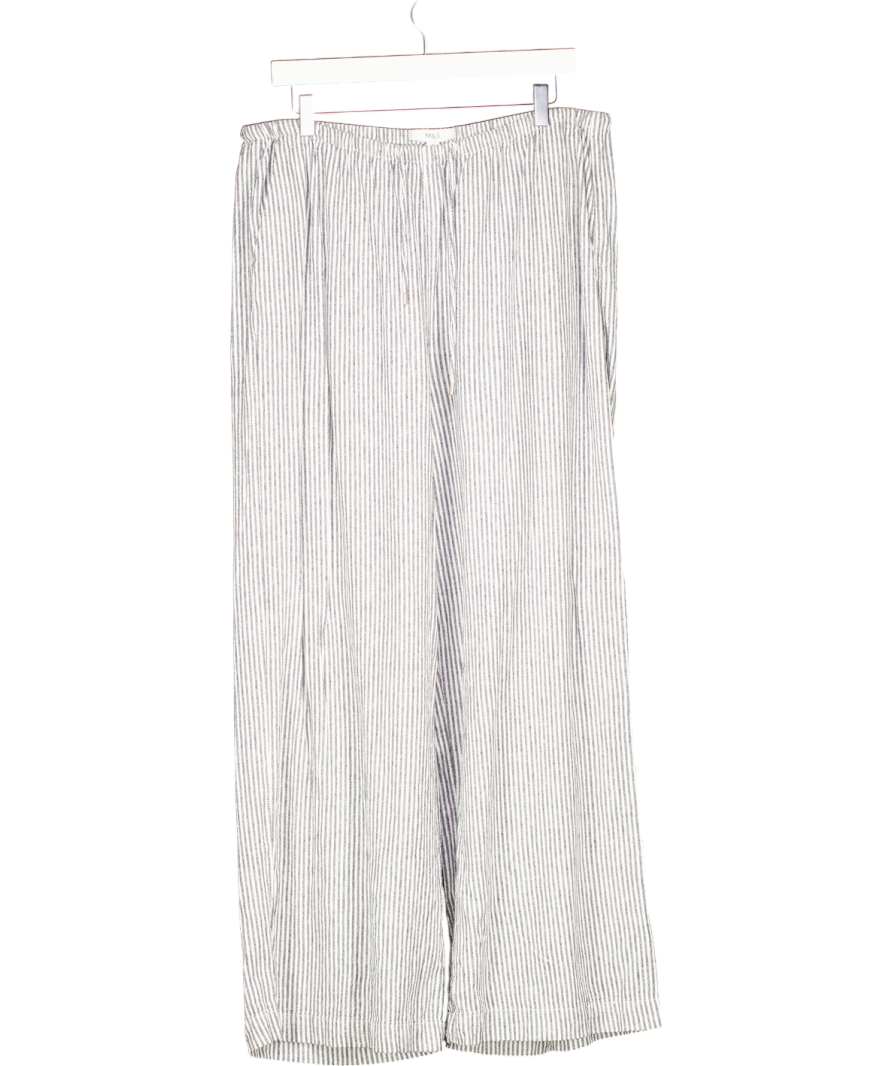 M&S White Linen Blend Wide Leg Trousers UK 18