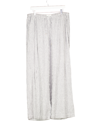 M&S White Linen Blend Wide Leg Trousers UK 18