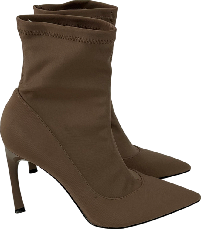 ZARA Brown Stiletto Sock Boots UK 4 EU 37 👠