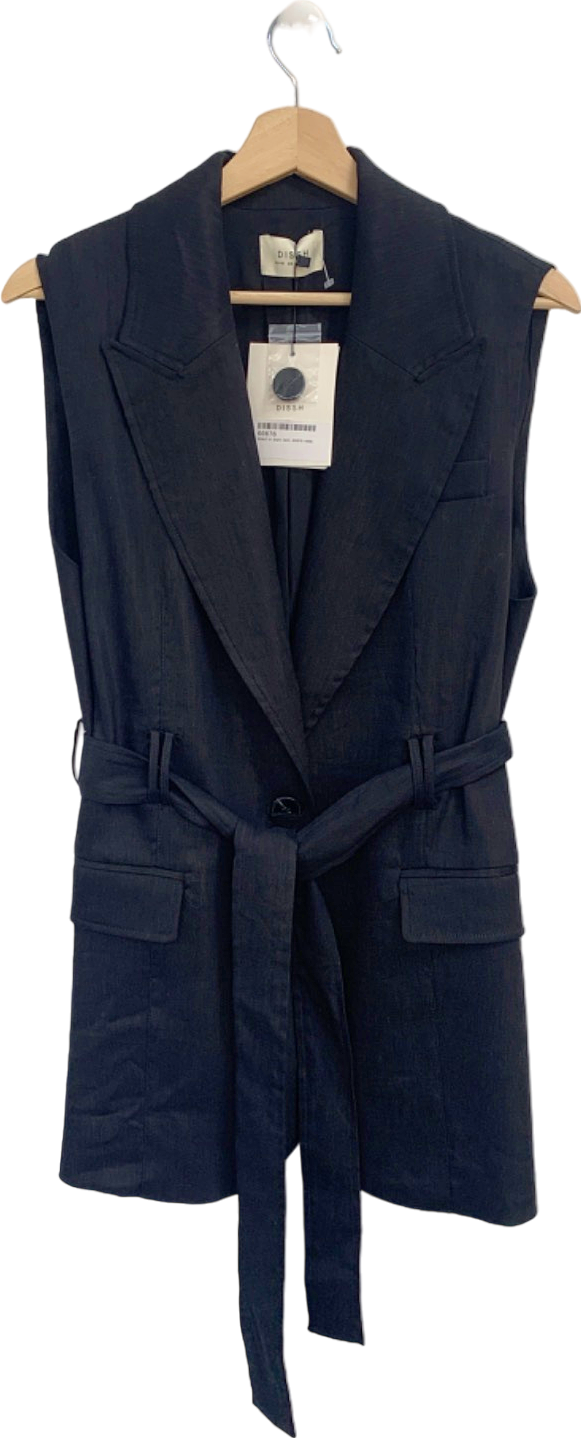 DISSH Black Sloan Sleeveless Blazer UK 10