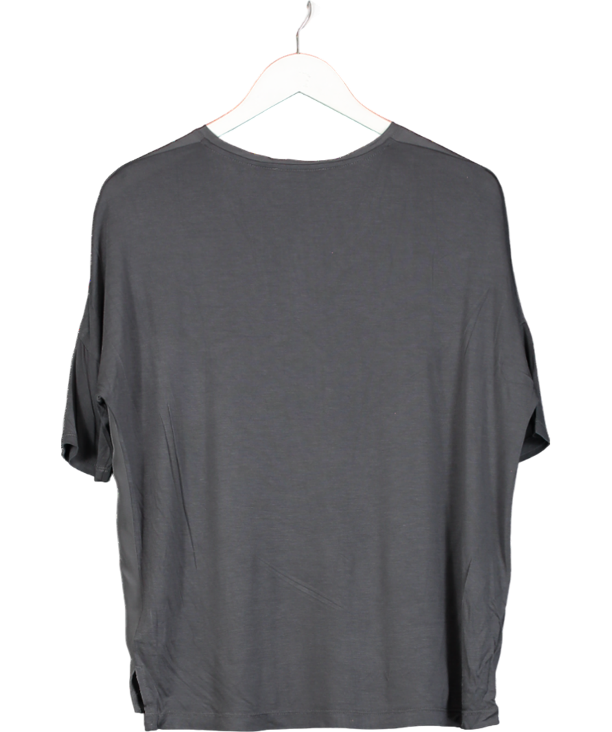 SET Grey Zoey 100% Silk Button T-shirt UK 8