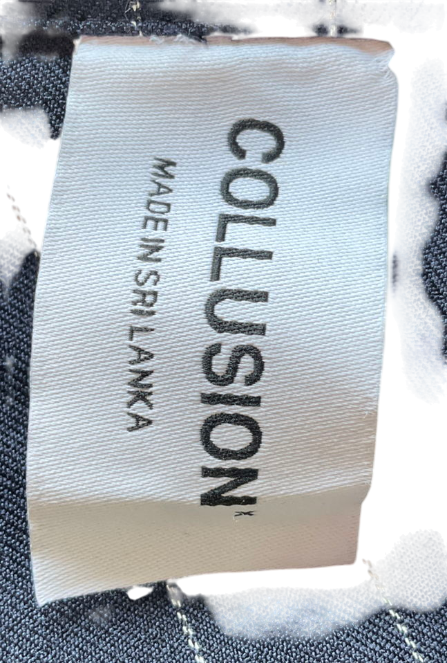 Collusion Blue Cropped Shirt In Navy Pinstripe UK 10