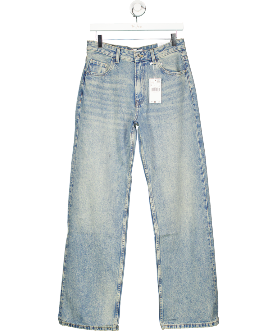 MANGO Blue Miami Medium Rise Straight Fit Jeans UK 10